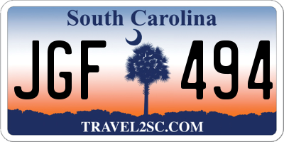 SC license plate JGF494