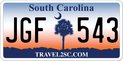 SC license plate JGF543