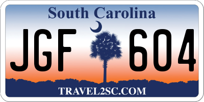 SC license plate JGF604