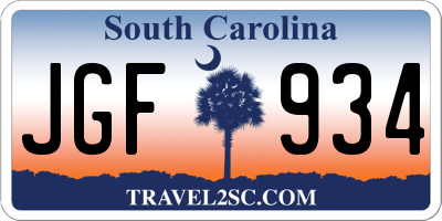 SC license plate JGF934