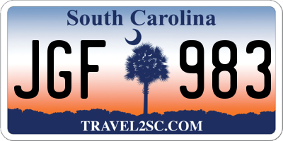 SC license plate JGF983