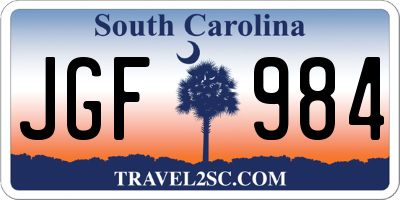 SC license plate JGF984