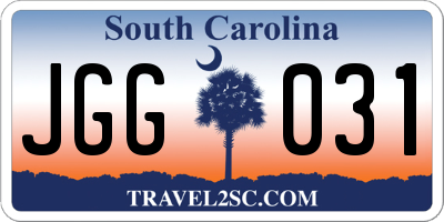 SC license plate JGG031