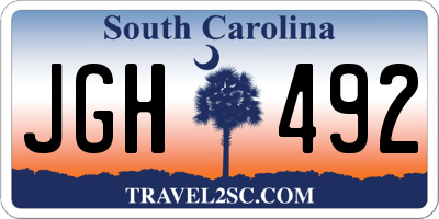 SC license plate JGH492