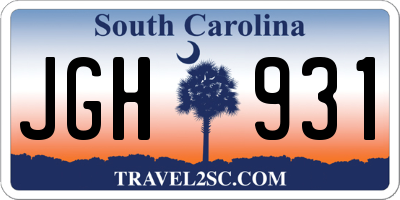 SC license plate JGH931