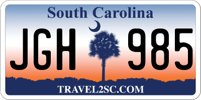 SC license plate JGH985