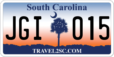 SC license plate JGI015