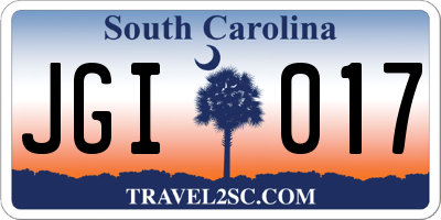 SC license plate JGI017
