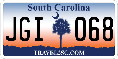 SC license plate JGI068