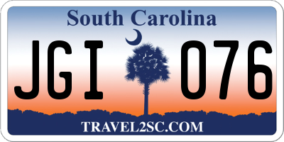 SC license plate JGI076