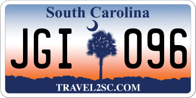 SC license plate JGI096