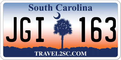 SC license plate JGI163