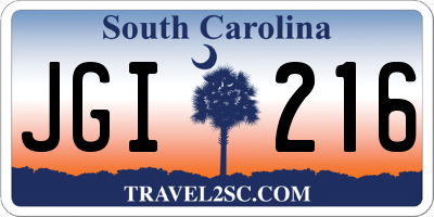 SC license plate JGI216