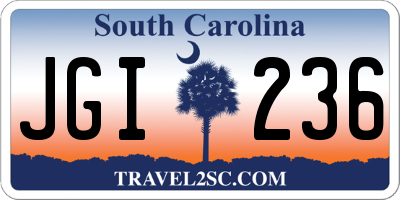 SC license plate JGI236