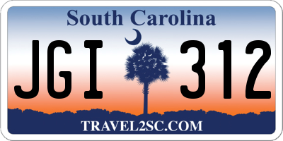 SC license plate JGI312