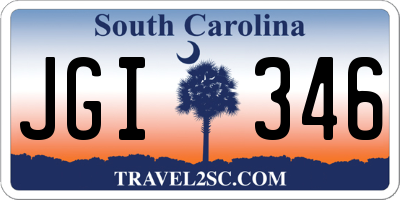 SC license plate JGI346