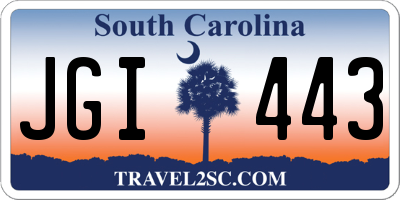 SC license plate JGI443