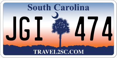 SC license plate JGI474