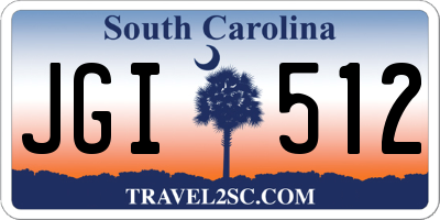 SC license plate JGI512
