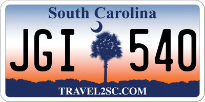 SC license plate JGI540