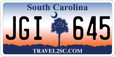 SC license plate JGI645
