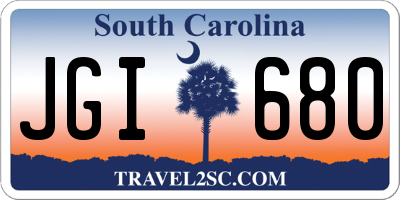 SC license plate JGI680