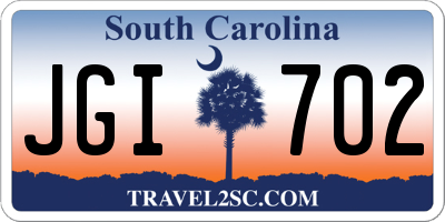 SC license plate JGI702