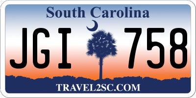 SC license plate JGI758