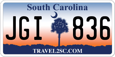 SC license plate JGI836
