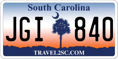 SC license plate JGI840