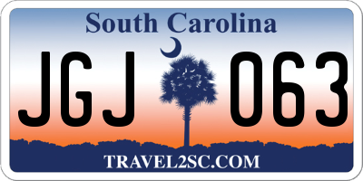 SC license plate JGJ063