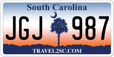 SC license plate JGJ987