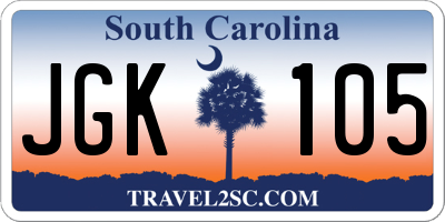 SC license plate JGK105