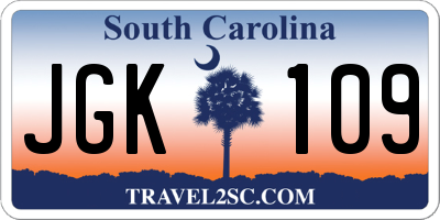 SC license plate JGK109