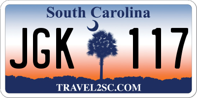 SC license plate JGK117