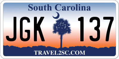 SC license plate JGK137