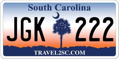 SC license plate JGK222