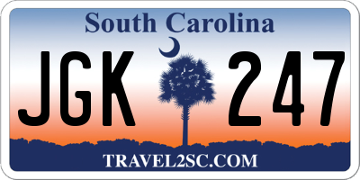 SC license plate JGK247