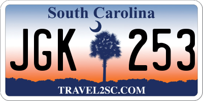 SC license plate JGK253