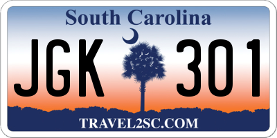 SC license plate JGK301
