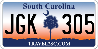 SC license plate JGK305