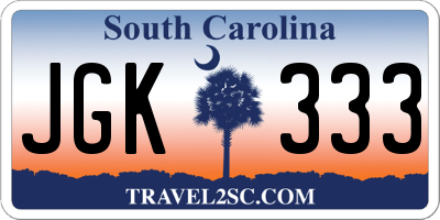 SC license plate JGK333