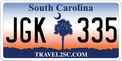 SC license plate JGK335
