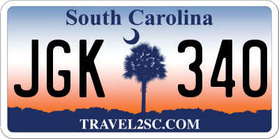 SC license plate JGK340