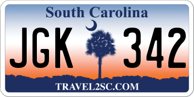 SC license plate JGK342