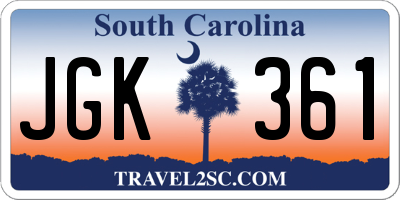 SC license plate JGK361