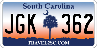 SC license plate JGK362
