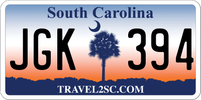 SC license plate JGK394