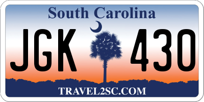 SC license plate JGK430