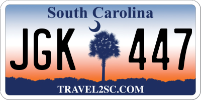 SC license plate JGK447